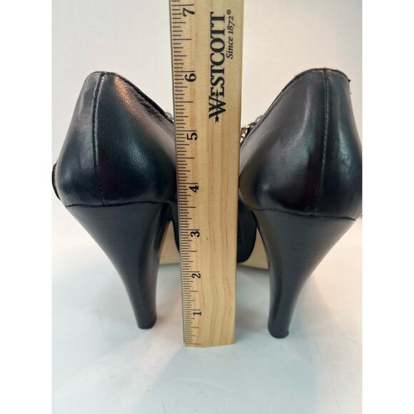 MICHAEL KORS WOMEN'S BLACK LEATHER SIDE ZIP CONE HEEL ANKLE BOOTIES SIZE 7.5 - Picture 6 of 9